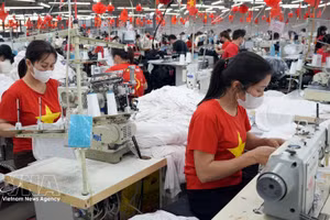 越南纺织品服装出口位居全国前列。（图片来源：越通社）