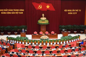 越南共产党第十四届中央委员会第四次全体会议闭幕会。（登科 摄）