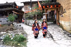 宣光省倮倮寨社区旅游村内的房屋。（图片来源： 越通社）