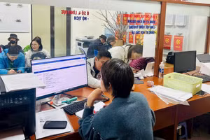 河内市定功坊民众在线办理行政手续并在线获取检测结果。（海明 摄）
