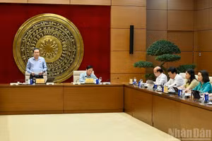 越南国会主席陈青敏在会议上发表指导性讲话。