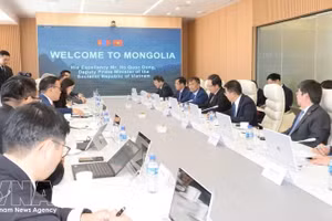 会谈现场。（图片来源：越通社）