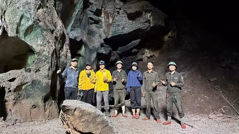 广治省护林人员在巡护过程中发现一处保存完好的原始洞穴，洞口宽近70米，内部钟乳石群色彩斑斓，极具科考与旅游开发潜力。（图片来源：南广治特用林管理委员会）