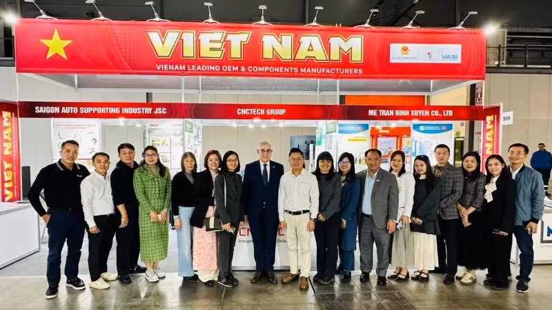 越南支持工业协会在第82届EICMA展览会上设立了越南展区。（图片来源：VASI）