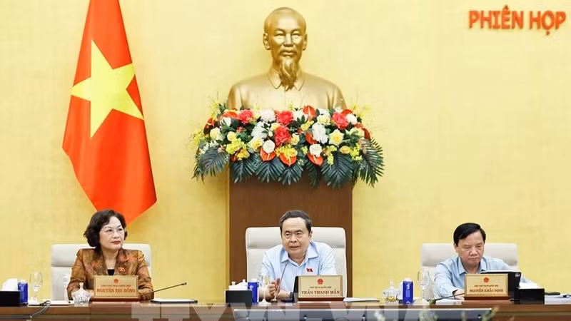 国会主席陈青敏在会上发表讲话。（图片来源：越通社·）