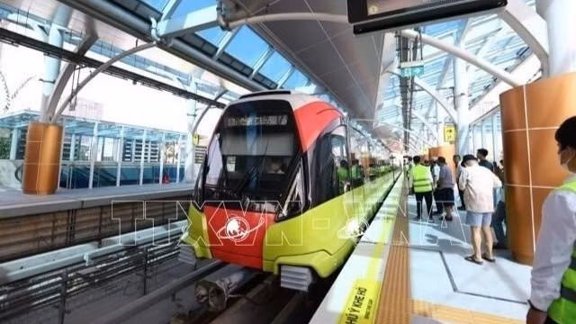 附图：呠-河内站城市铁路线。（图片来源：越通社）