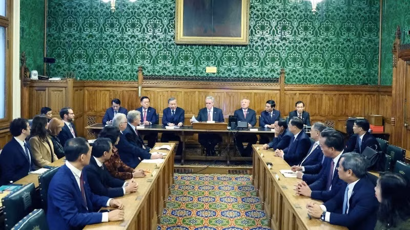 越共中央总书记苏林会见英国关注越南跨党派议员小组代表。（图片来源：越通社）