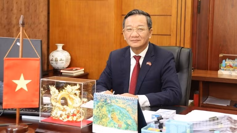 越南驻老挝大使阮明心。（图片来源：郑勇）