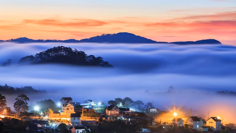 大叻市的夜景。