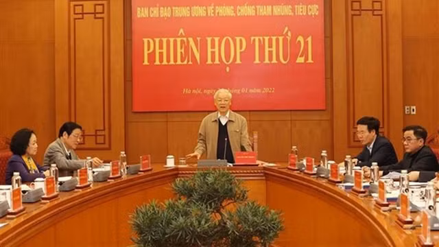 阮富仲总书记在会上发表讲话。（图片来源：越通社）