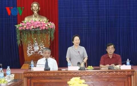 阮氏缘副主席看望慰问广治省典范优抚家庭。（图片来源：VOV）