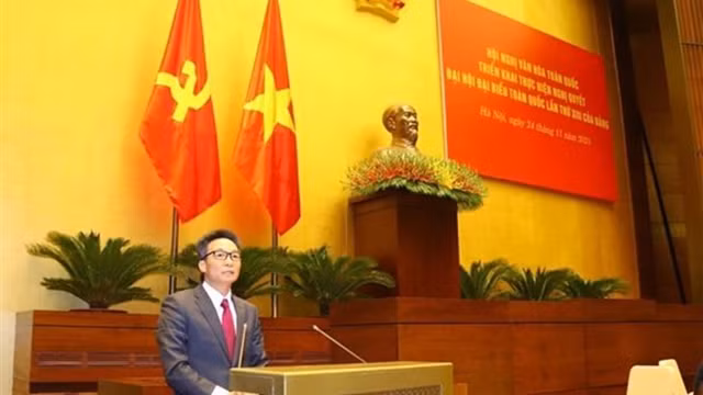 越南政府副总理武德儋发言。（图片来源：越通社）