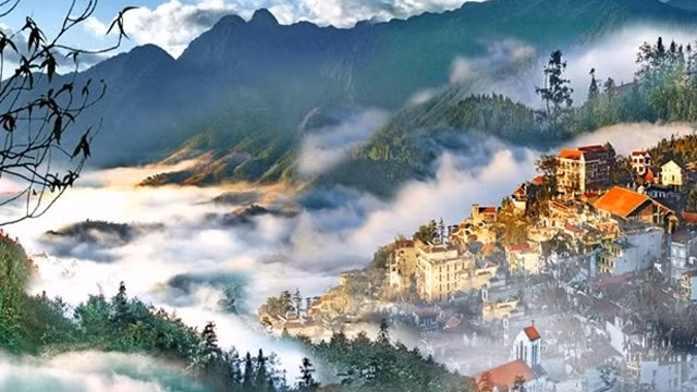 从高度俯瞰永福省三岛旅游区。