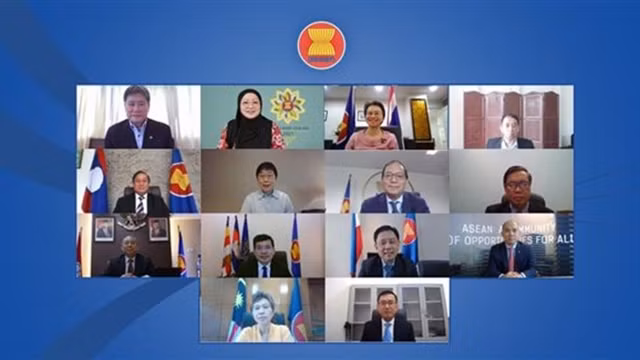 2021年文莱东盟主席年的首场会议全景。