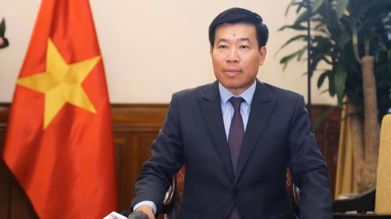 越南外交部副部长阮孟强接受采访。