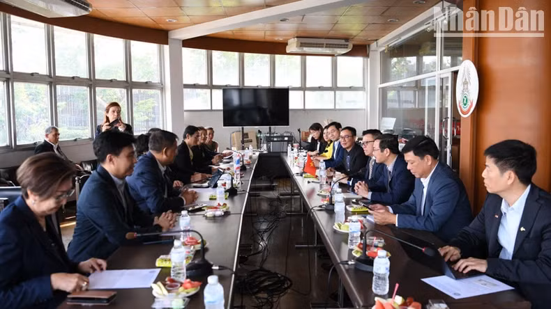 11月25日下午,越南新闻工作者协会代表团和泰国记者协会代表团举行工作会谈。 11月25日下午,越南新闻工作者协会代表团和泰国记者协会代表团举行工作会谈。
