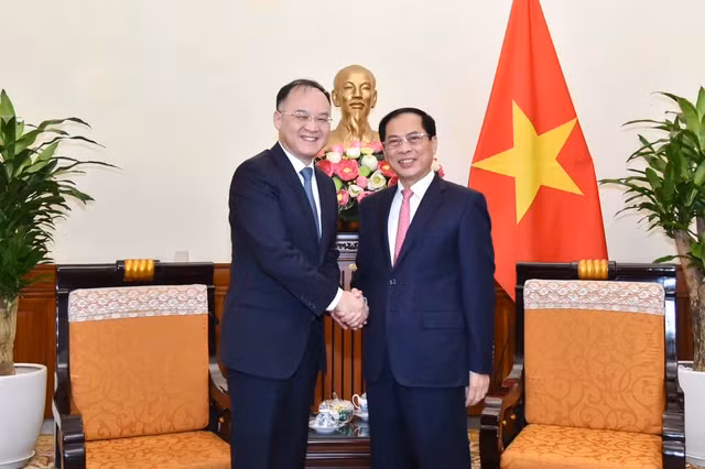 越南外交部长裴青山会见中国外交部部长助理农融。