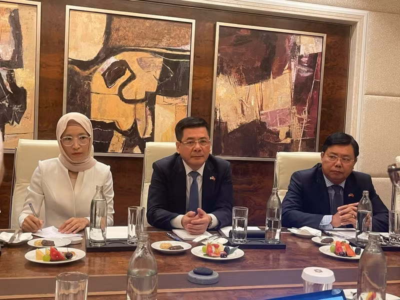 阮鸿延部长率领越南工贸部代表团同马来西亚可再生能源公司TNB Renewables Sdn Bhd举行工作会谈。