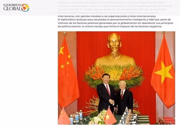 阿根廷的网报发布文章，高度评价越南的“竹式外交”。（图片来源：Equilibrium Global Argentina）