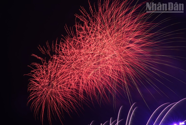 烟花点亮了谅山省天空。