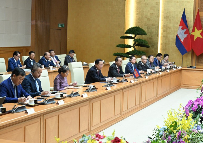 陪同越柬埔寨人民党主席、参议院主席洪森亲王出席活动的各位代表。