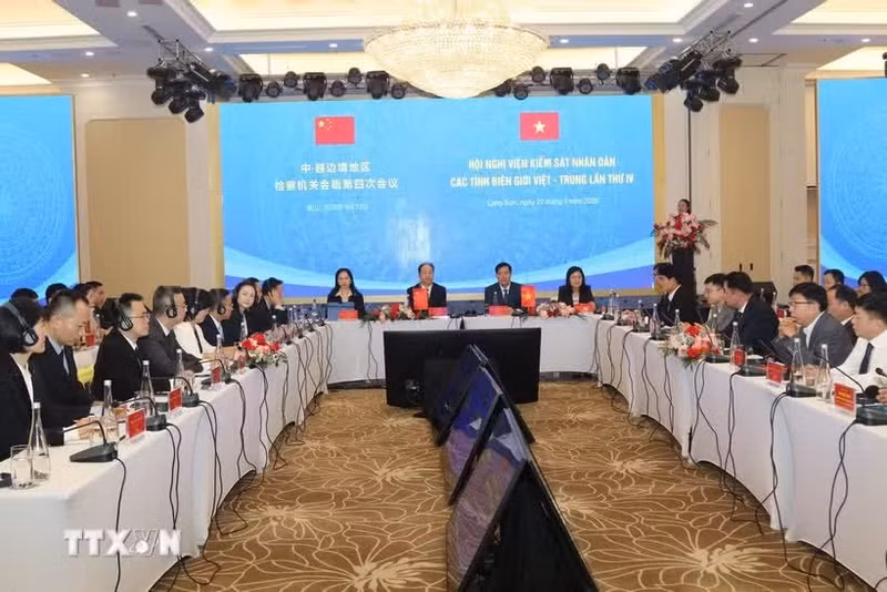越中边境地区检察机关会晤第四次会议场景。（图片来源：越通社）