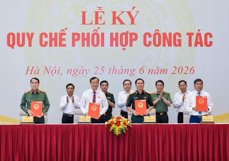 国防、安全与外交联动机制签字仪式。（图片来源：维灵 摄）
