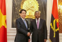 越南国家主席梁强同安哥拉总统洛伦索举行会谈。