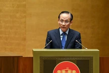 越共中央政治局委员、外交部部长黎怀忠。（维灵 摄）