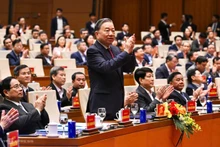 越共中央总书记苏林等国家领导人出席会议。（图片来源：越南快讯）