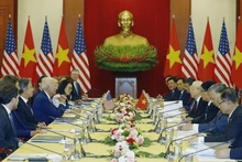 越共中央总书记阮富仲与美国总统乔·拜登于2023年9月10日下午在河内举行会谈。（图片来源：越通社）