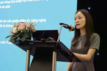 工贸部国外市场发展司黎氏梅英在研讨会上发表讲话。（图片来源：越通社）