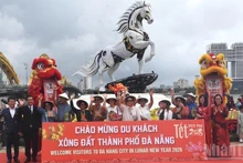 丙午年正月初一，岘港市迎来首批游客。（樱桃 摄）