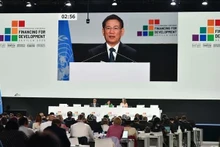 越南政府副总理胡德福出席FfD4全体讨论会并发表重要讲话。（图片来源：越通社）