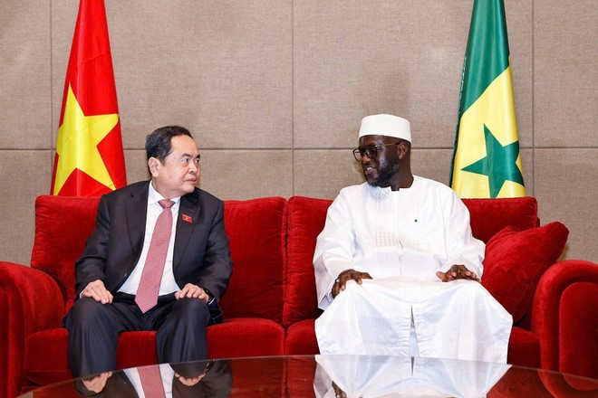 越南国会主席陈青敏与塞内加尔国民议会议长马利克·恩迪亚耶举行简短会晤。 s2-3509.jpg