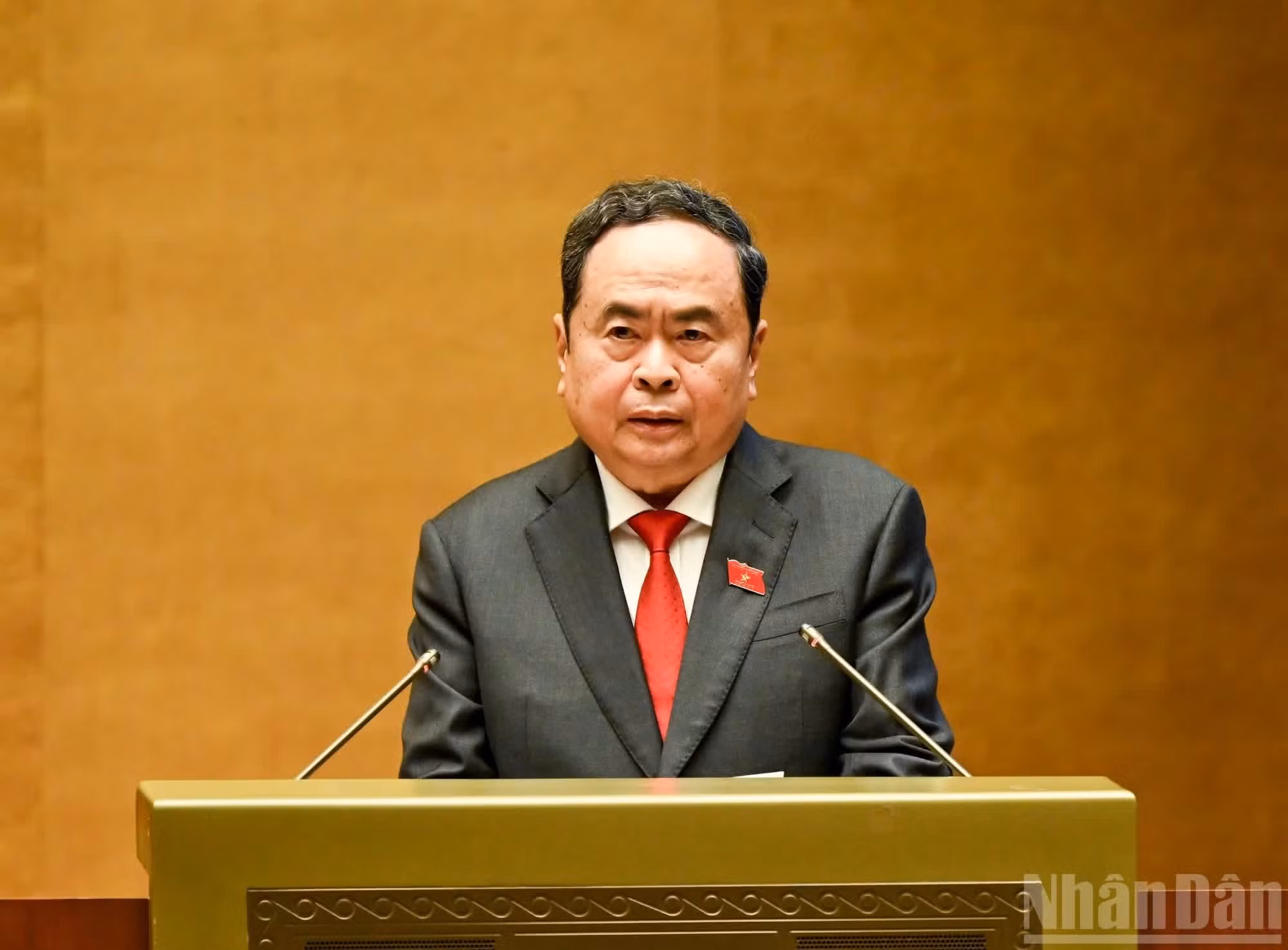 第十五届国会主席陈青敏在会上致开幕词。