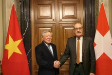 越南政府常务副总理阮和平与瑞士联邦总统兼经济、教育与科研部长居伊·帕尔默林（Guy Parmelin）。（图片来源：越通社）