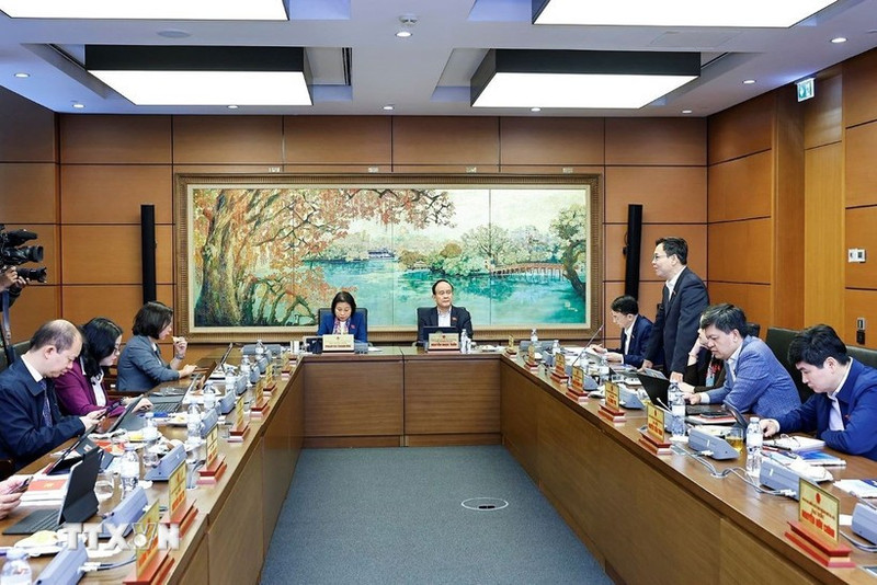 河内市国会代表团分组讨论。