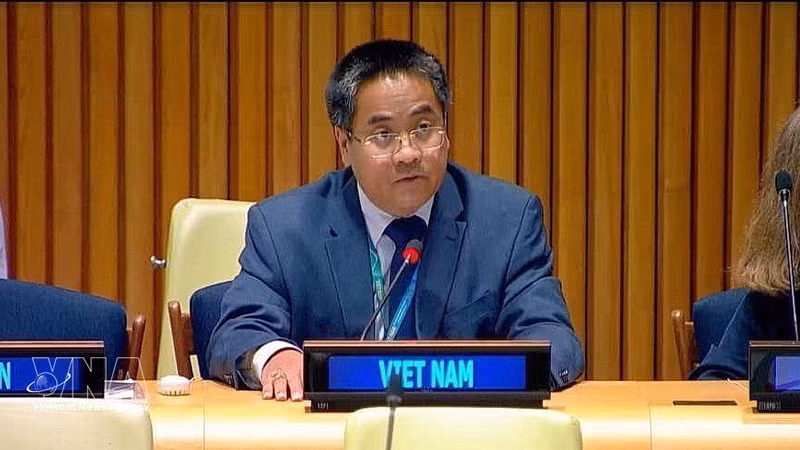越南常驻联合国代表团副团长阮海流公使。