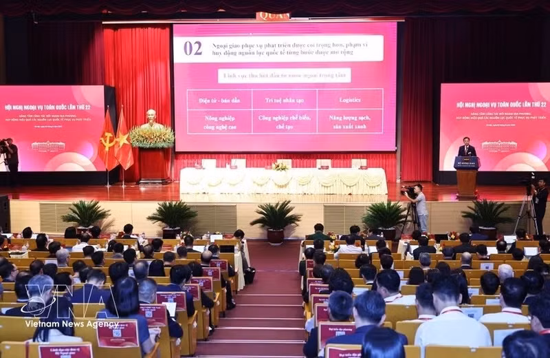 第22次全国外事工作会议在河内召开。（图片来源：越通社）