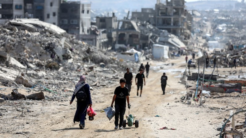 加沙地带的巴勒斯坦民众。（图片来源：新华社/越通社）