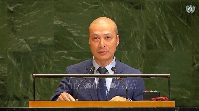 越南常驻联合国代表团副团长阮黄原公使。(图片来源:越通社) myanma.jpg