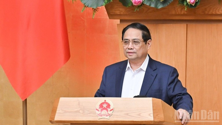 越南政府总理范明正发表讲话。(图片来源:越通社) hoinghi2.jpg