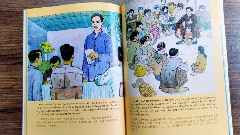 《讲述胡伯伯的故事》一书的亮点在于其色彩鲜艳、生动活泼的水彩画。 ke-chuyen-bac-ho-2.jpg