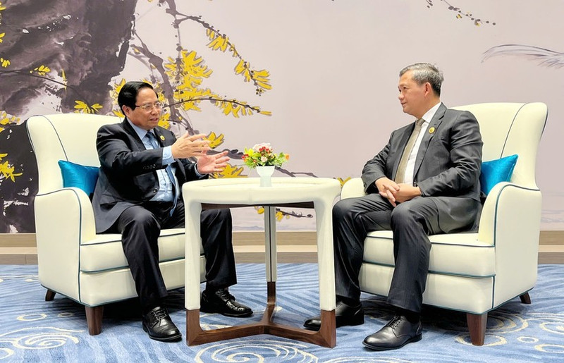 范明正总理会见柬埔寨首相洪玛奈。（图片来源：越通社）