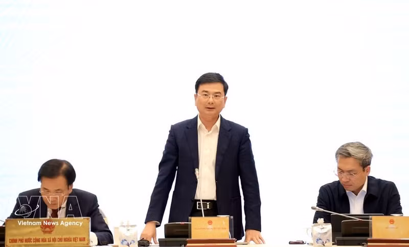 越南国家银行副行长范青河发言。（图片来源：越通社）