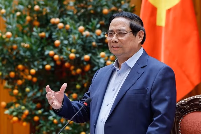 范明正总理在会上发表讲话。