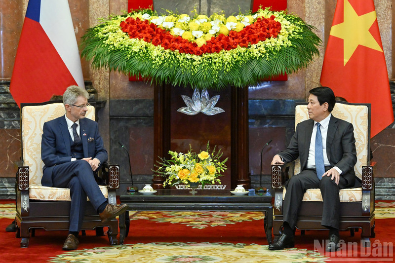 越南国家主席梁强会见捷克参议院议长米洛斯·维斯特奇尔。