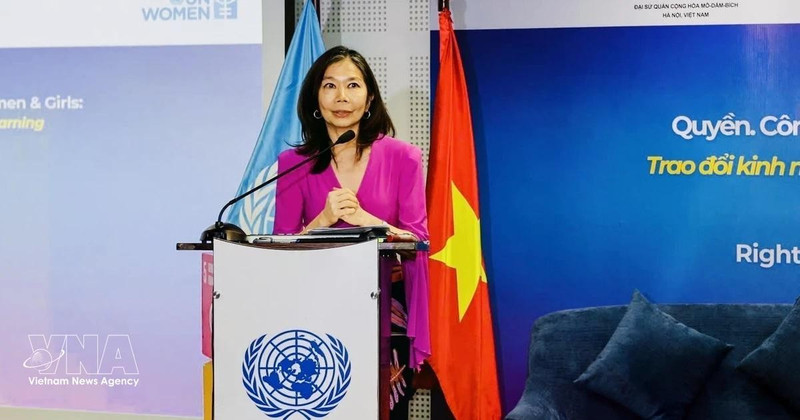 联合国常驻越南协调员宝琳·塔梅西斯发表讲话。（图片来源：越通社）