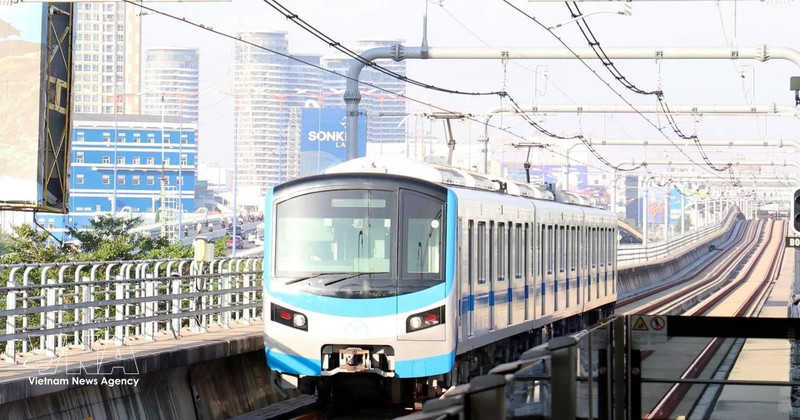 胡志明市城铁一号线滨城—仙泉段。（图片来源：越通社）